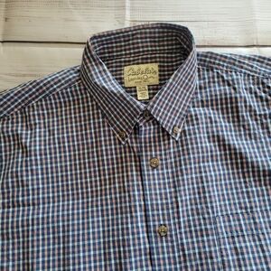 Cabela's Short Sleeve Button Down . Red White Blue . XL Tall